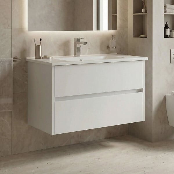 HABITAT ET JARDIN - Meuble Vasque "Side 85 v2" - 85 x 45 x 52 cm - Matte White - large
