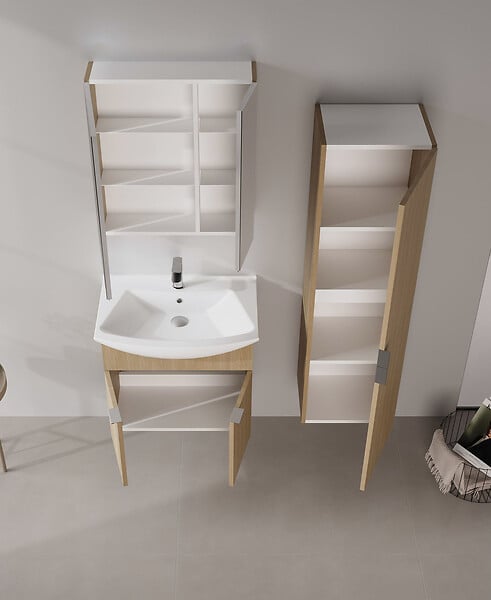 HABITAT ET JARDIN - Ensemble Meuble Vasque avec Miroir (2 Pièces) "Purus 65" - 65 x 50 x 58 cm - Oak - large