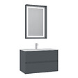HABITAT ET JARDIN - Ensemble Meuble Vasque avec Miroir (2 Pièces) "Nest 91 v2" - 91 x 51 x 55 cm - Matte Anthracite - vignette