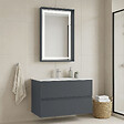 HABITAT ET JARDIN - Ensemble Meuble Vasque avec Miroir (2 Pièces) "Nest 91 v2" - 91 x 51 x 55 cm - Matte Anthracite - vignette