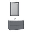 HABITAT ET JARDIN - Ensemble Meuble Vasque avec Miroir (2 Pièces) "Nest 91 v2" - 91 x 51 x 55 cm - Matte Grey - vignette