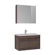 HABITAT ET JARDIN - Ensemble Meuble Vasque avec Miroir (2 Pièces) "Side 100 v3" - 85 x 45 x 52 cm - Walnut - vignette