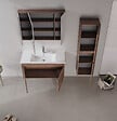 HABITAT ET JARDIN - Ensemble Meuble Vasque avec Miroir (2 Pièces) "Side 100 v3" - 85 x 45 x 52 cm - Walnut - vignette