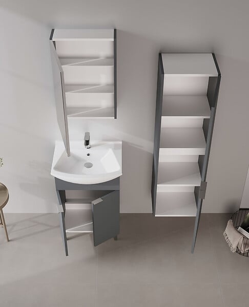 HABITAT ET JARDIN - Ensemble Meuble Vasque avec Miroir (2 Pièces) "Purus 55" - 55 x 50 x 83 cm - Matte Anthracite - large