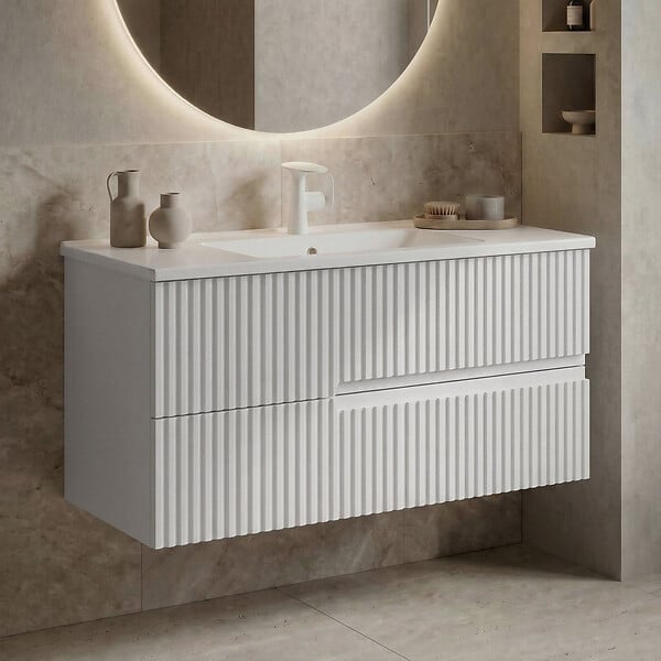 HABITAT ET JARDIN - Meuble Vasque "Moonlight 90 v2" - 91 x 51 x 51 cm - Matte White - large