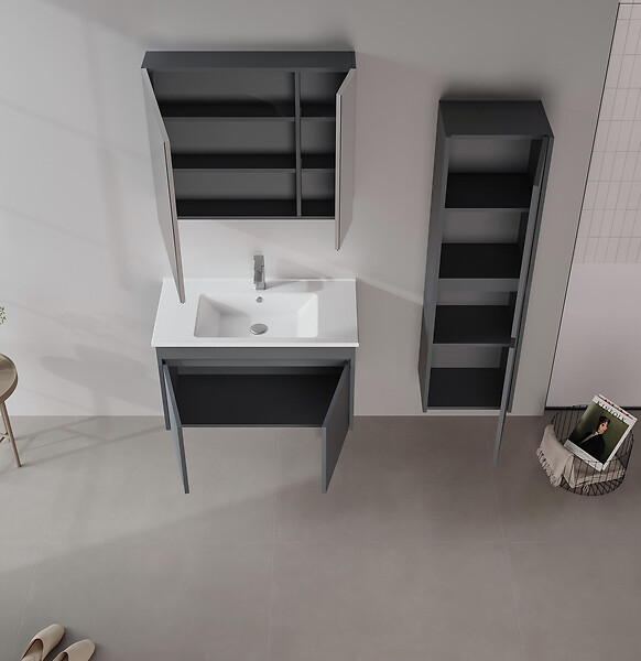HABITAT ET JARDIN - Meuble Vasque "Side 85 v2" - 85 x 45 x 52 cm - Matte Anthracite - large