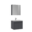 HABITAT ET JARDIN - Ensemble Meuble Vasque avec Miroir (2 Pièces) "Side 65 v2" - 65 x 45 x 52 cm - Matte Anthracite - vignette