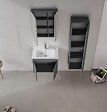HABITAT ET JARDIN - Ensemble Meuble Vasque avec Miroir (2 Pièces) "Side 65 v2" - 65 x 45 x 52 cm - Matte Anthracite - vignette