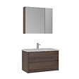 HABITAT ET JARDIN - Ensemble Meuble Vasque avec Miroir (2 Pièces) "Side 85 v2" - 85 x 45 x 52 cm - Walnut - vignette