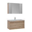 HABITAT ET JARDIN - Ensemble Meuble Vasque avec Miroir (2 Pièces) "Side 100 v3" - 100 x 45 x 52 cm - Oak - vignette
