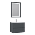 HABITAT ET JARDIN - Ensemble Meuble Vasque avec Miroir (2 Pièces) "Nest 71 v2" - 71 x 51 x 55 cm - Matte Anthracite - vignette