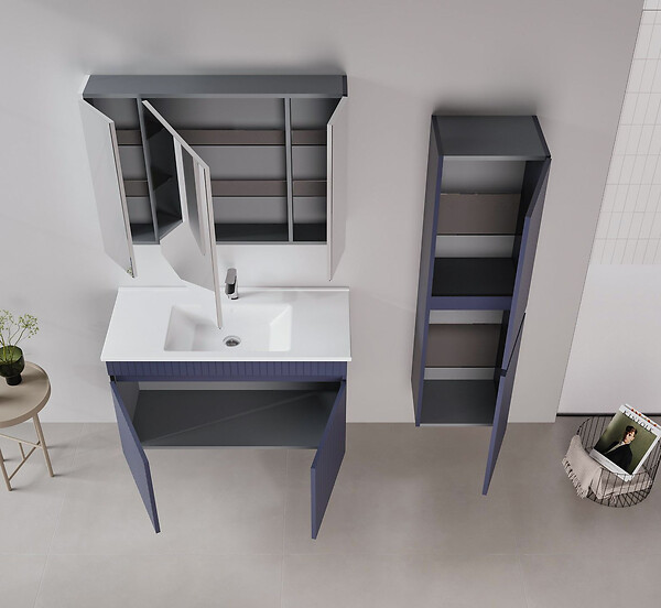 HABITAT ET JARDIN - Ensemble Meuble Vasque avec Miroir (2 Pièces) "Tivoli 100" - 100 x 45 x 57 cm - Matte Navy Blue - large
