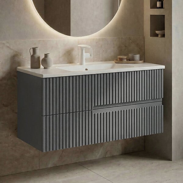 HABITAT ET JARDIN - Meuble Vasque "Moonlight 90 v2" - 91 x 51 x 51 cm - Matte Grey - large