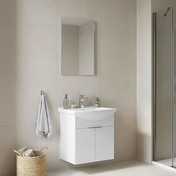 HABITAT ET JARDIN - Ensemble Meuble Vasque avec Miroir (2 Pièces) "Purus 55" - 55 x 50 x 58 cm - White - large