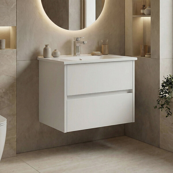 HABITAT ET JARDIN - Meuble Vasque "Side 65 v2" - 65 x 45 x 52 cm - Matte White - large