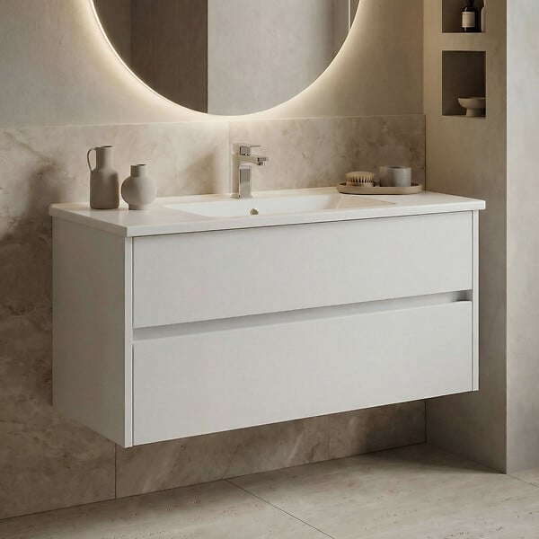 HABITAT ET JARDIN - Meuble Vasque "Side 100 v3" - 100 x 45 x 52 cm - Matte White - large