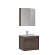 HABITAT ET JARDIN - Ensemble Meuble Vasque avec Miroir (2 Pièces) "Side 65 v2" - 65 x 45 x 52 cm - Walnut - vignette