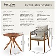 TECTAKE - Ensemble jardin bois acacia 3 pièces grège 2 chaises table plateau décoratif soleil en acacia - vignette
