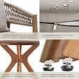 TECTAKE - 2 Places ensemble de jardin bois d'acacia résistant aux intempéries sable plateau table motif soleil - vignette