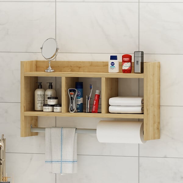 HABITAT ET JARDIN - Étagère murale en bois "Asya" - 63 x 14 x 35 cm - Beige - large