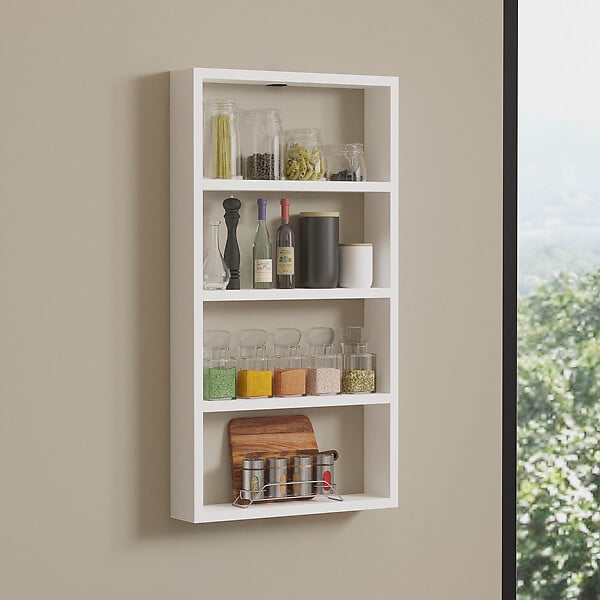 HABITAT ET JARDIN - Étagère murale en bois "Quatro" - 43 x 9 x 80 cm - Blanc - large