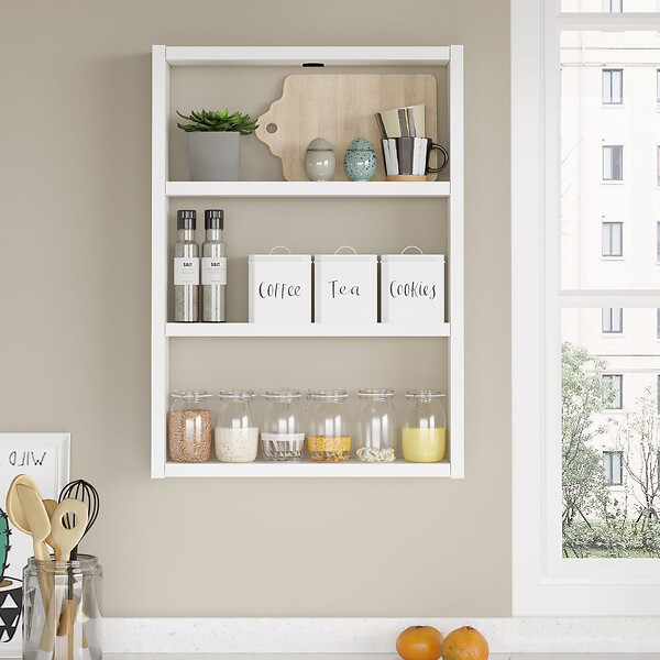 HABITAT ET JARDIN - Étagère murale en bois "PR1" - 43 x 9 x 60 cm - Blanc - large