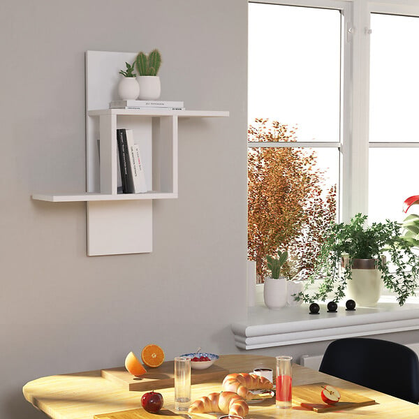 HABITAT ET JARDIN - Étagère murale en bois "Mill" 64 x 20 x 70 cm - Blanc - large