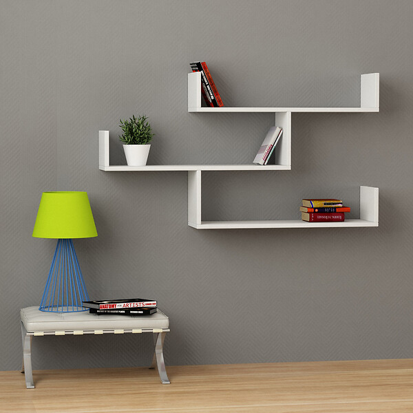 HABITAT ET JARDIN - Étagère murale en bois "Tibet" - 119 x 23 x 66 cm - Blanc - large