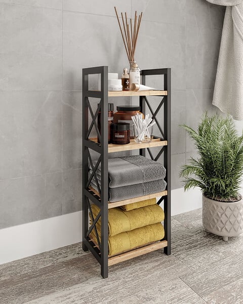 HABITAT ET JARDIN - Étagère multifonctionnelle en bois "Mini" - 23 x 18 x 64 cm - Noir - large