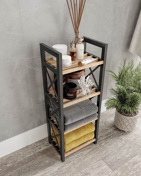 HABITAT ET JARDIN - Étagère multifonctionnelle en bois "Mini" - 23 x 18 x 64 cm - Noir - large