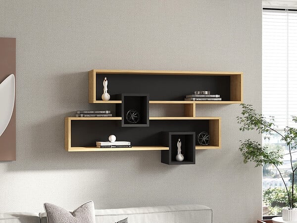 HABITAT ET JARDIN - Étagère murale en bois "Karen" - 120 x 22 x 72 cm - SaphirAnthracite - large