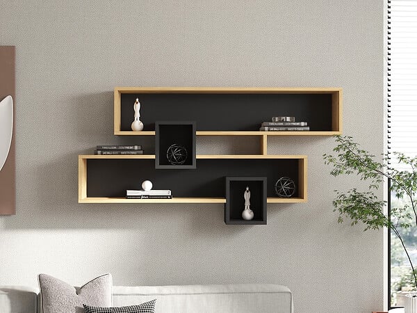 HABITAT ET JARDIN - Étagère murale en bois "Karen" - 120 x 22 x 72 cm - SaphirAnthracite - large