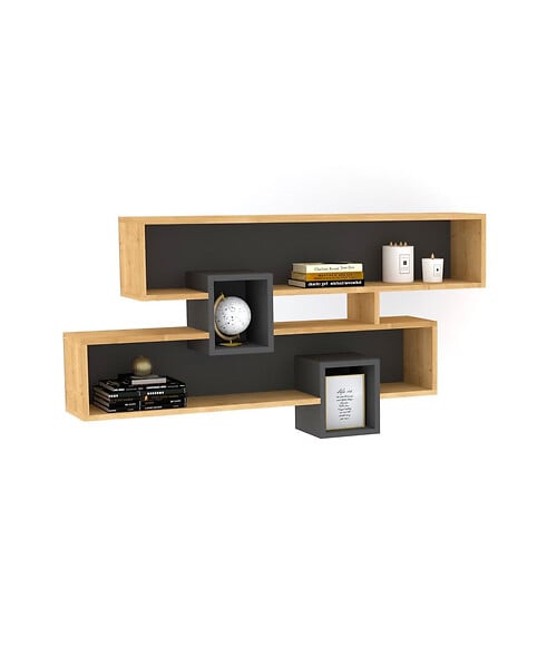 HABITAT ET JARDIN - Étagère murale en bois "Karen" - 120 x 22 x 72 cm - SaphirAnthracite - large