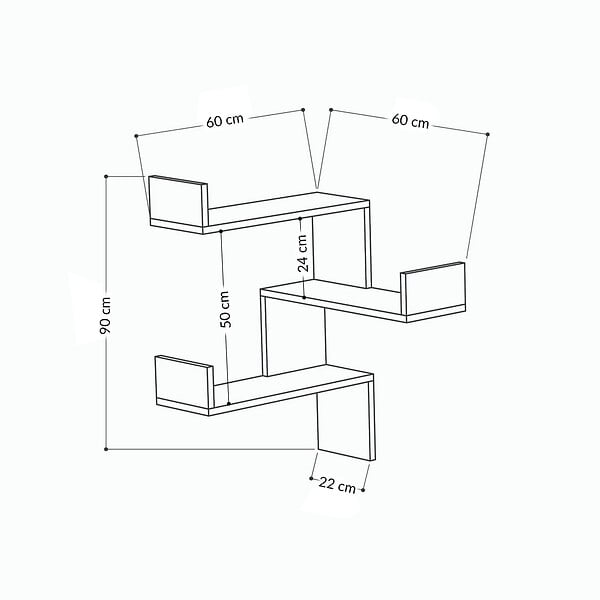 HABITAT ET JARDIN - Étagère murale en bois "Luksa" - 60 x 90 x 60 cm - Chêne - large