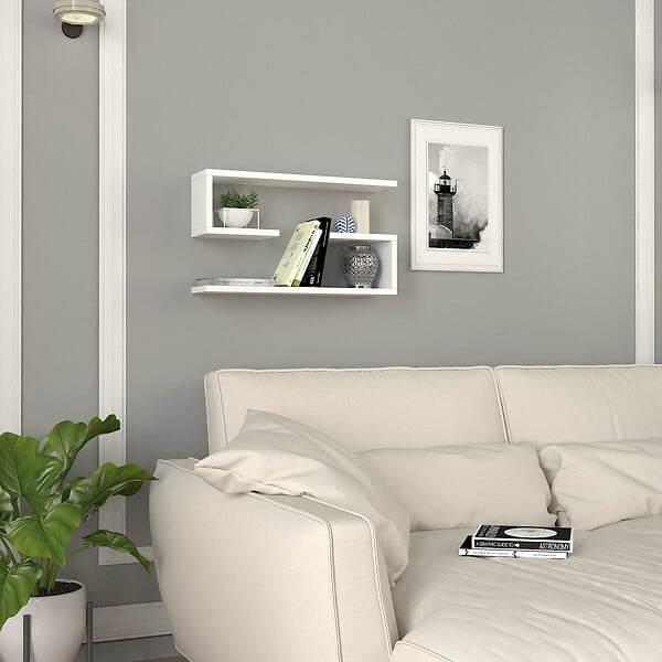 HABITAT ET JARDIN - Étagère murale en bois "Jenika" - 60 x 14 x 18 cm - Blanc - large