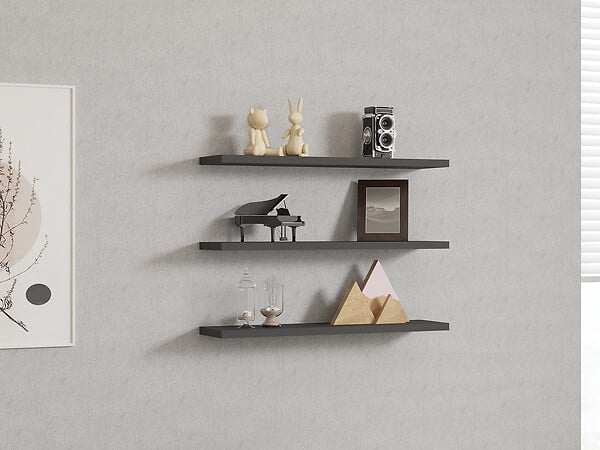 HABITAT ET JARDIN - Étagère murale en bois "Boss" - 60 x 1 x 14 cm - Anthracite - large