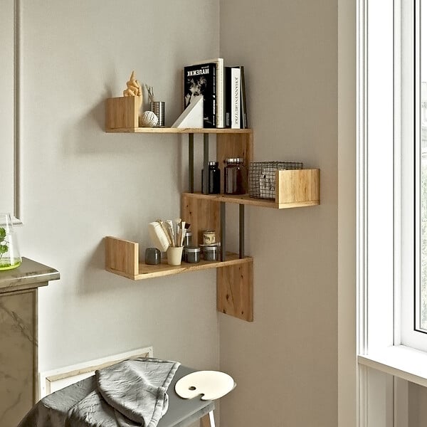 HABITAT ET JARDIN - Étagère murale en bois "VG17" - 60 x 60 x 109 cm - Pin atlantique - large
