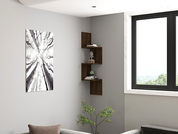 HABITAT ET JARDIN - Étagère murale en bois "Zikzak" - 25 x 25 x 105 cm - Noyer - large