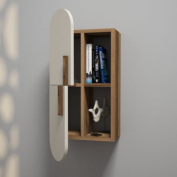 HABITAT ET JARDIN - Étagère murale en bois "Rose" - 35 x 22 x 60 cm - Crème de noix - large
