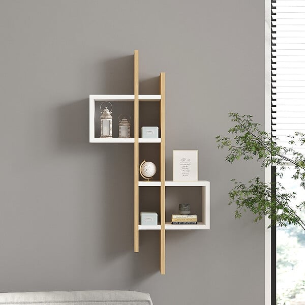 HABITAT ET JARDIN - Étagère murale en bois "Emse" - 53 x 19 x 108 cm - Chêne SaphirBlanc - large