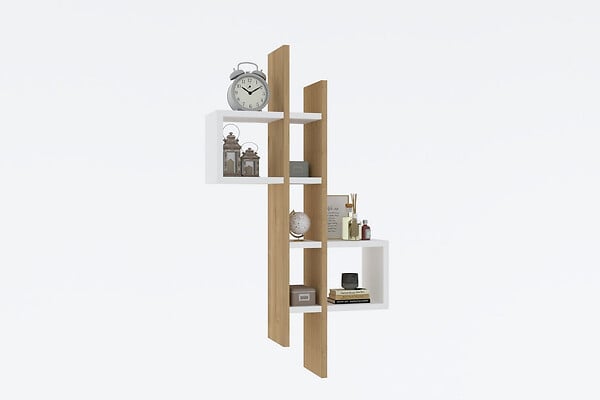 HABITAT ET JARDIN - Étagère murale en bois "Emse" - 53 x 19 x 108 cm - Chêne SaphirBlanc - large