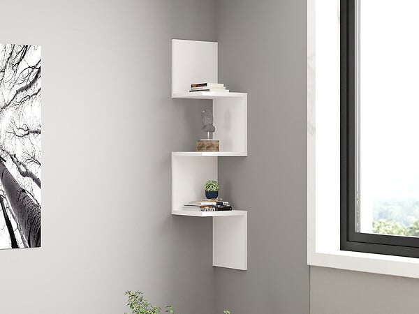HABITAT ET JARDIN - Étagère murale en bois "Zikzak" - 25 x 25 x 105 cm - Blanc - large