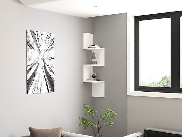 HABITAT ET JARDIN - Étagère murale en bois "Zikzak" - 25 x 25 x 105 cm - Blanc - large