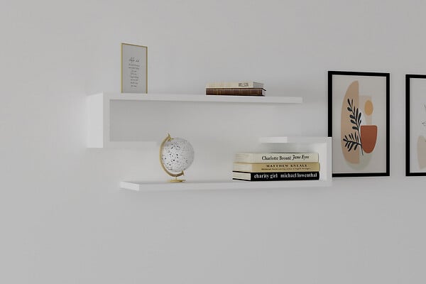 HABITAT ET JARDIN - Étagère murale en bois "Eldo" - 60 x 19 x 15 cm - Blanc - large