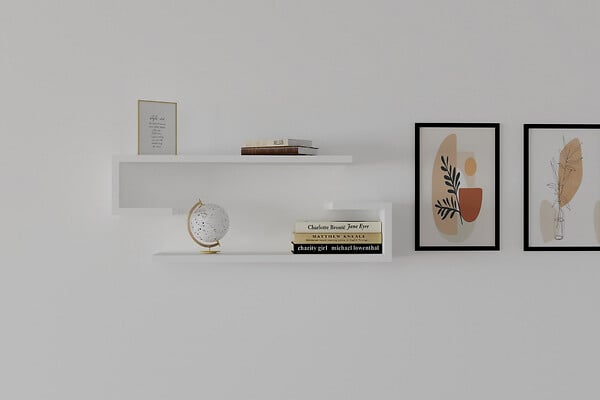 HABITAT ET JARDIN - Étagère murale en bois "Eldo" - 60 x 19 x 15 cm - Blanc - large