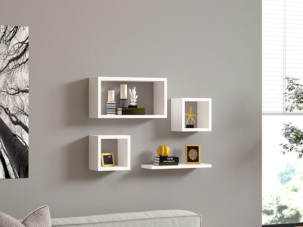 HABITAT ET JARDIN - Étagère murale en bois "Babi" - 43 x 15 x 23 cm - Blanc - large