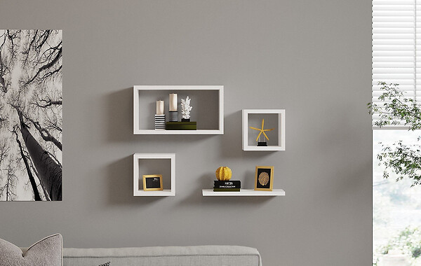 HABITAT ET JARDIN - Étagère murale en bois "Babi" - 43 x 15 x 23 cm - Blanc - large