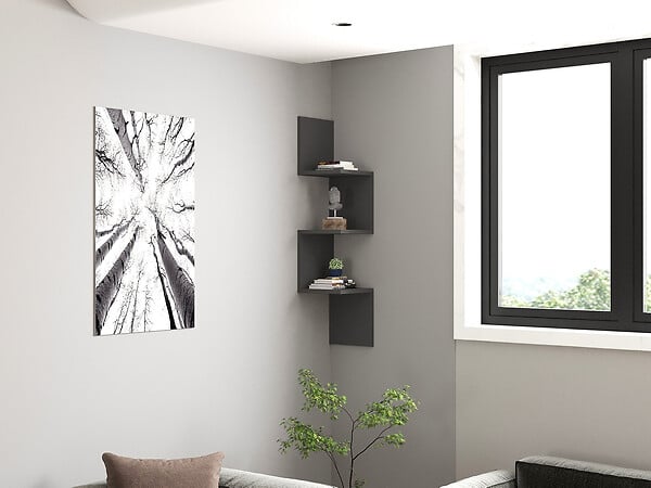 HABITAT ET JARDIN - Étagère murale en bois "Zikzak" 105,4 x 25 x 25 cm - Anthracite - large