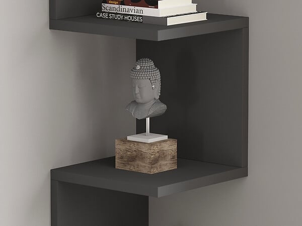 HABITAT ET JARDIN - Étagère murale en bois "Zikzak" 105,4 x 25 x 25 cm - Anthracite - large