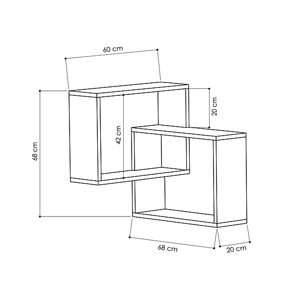 HABITAT ET JARDIN - Lot de 2 étagères murales d'angle en bois "Ring" - 68 x 60 x 68 cm - Blanc - large